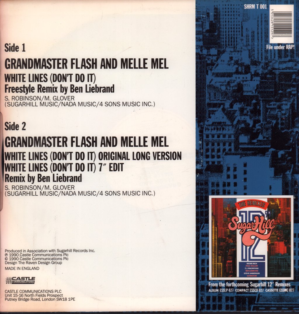 Grandmaster Flash And Melle Mel - White Lines Don't Do It - 12 Inch