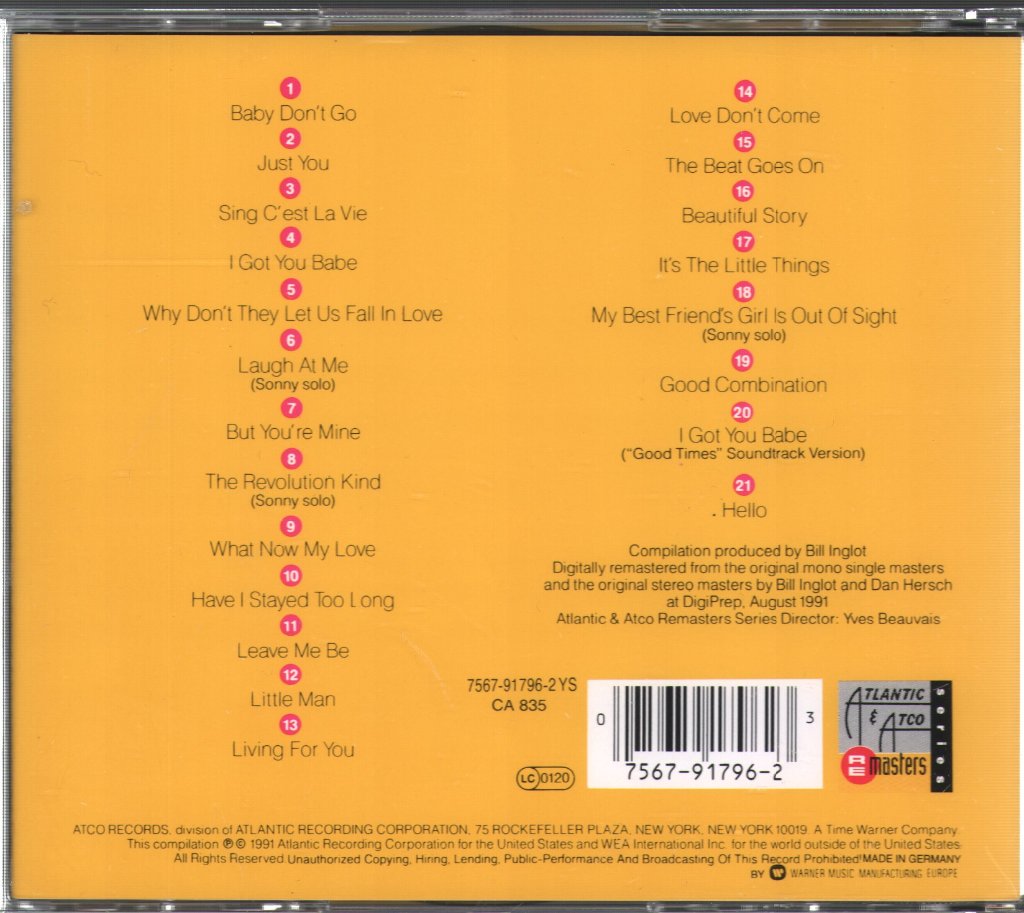 Sonny & Cher - Best Of Sonny & Cher (The Beat Goes On) - Cd