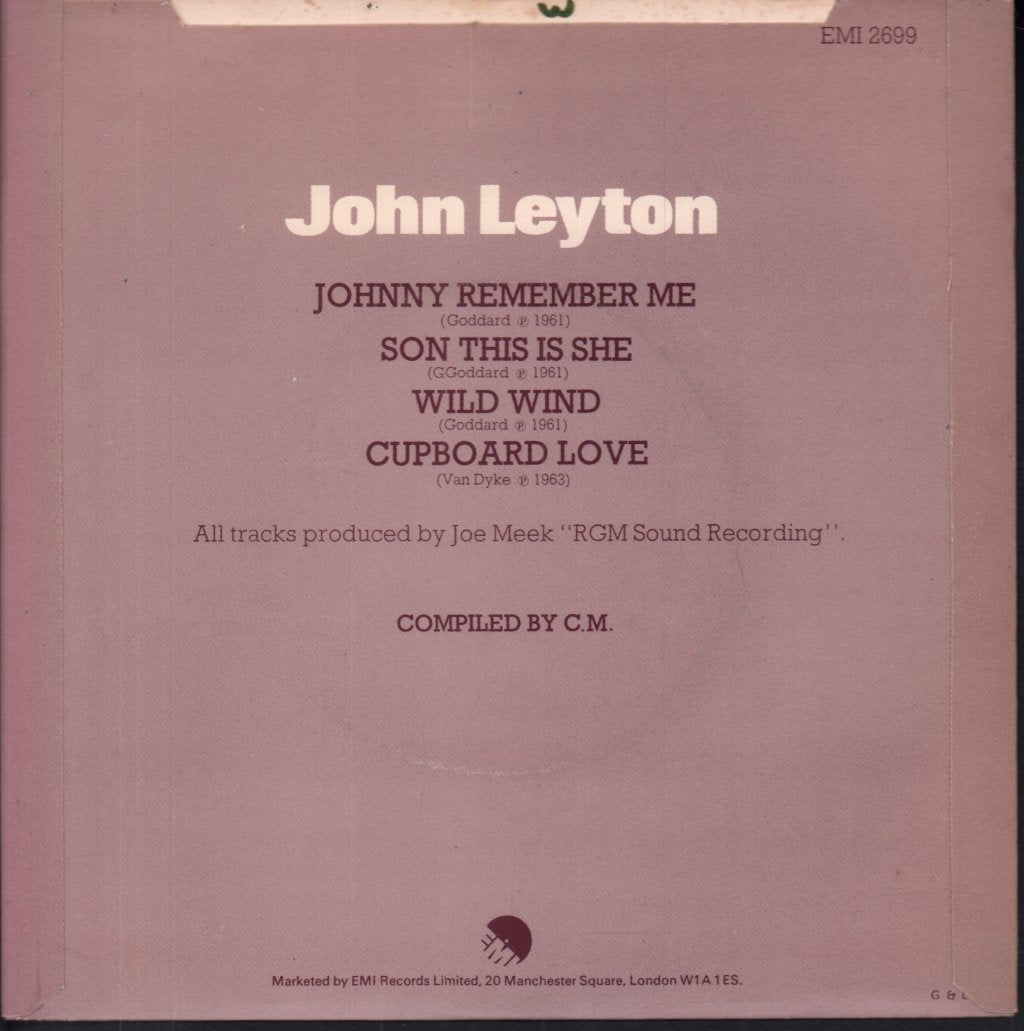 John Leyton - Johnny Remember Me - 7 Inch