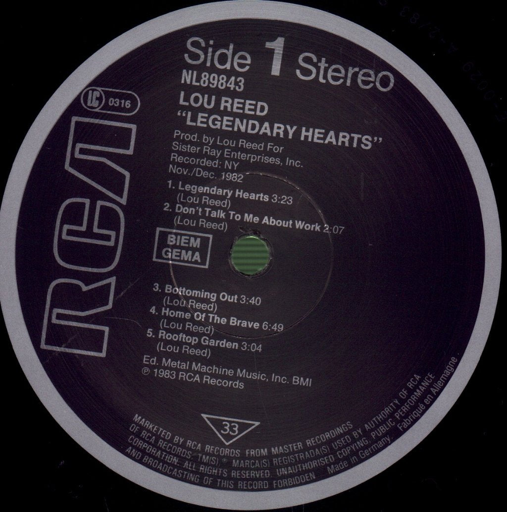 Lou Reed - Legendary Hearts - Lp
