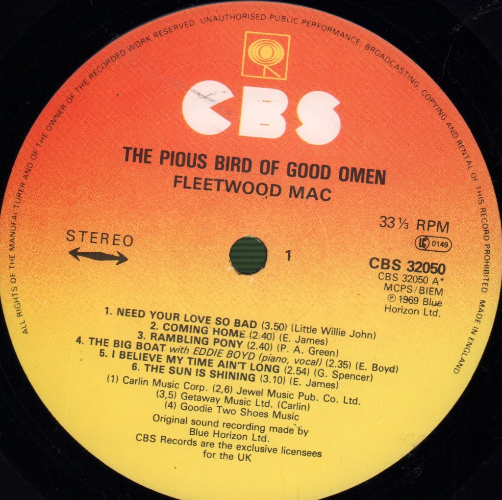 Fleetwood Mac - Pious Bird Of Good Omen - Lp