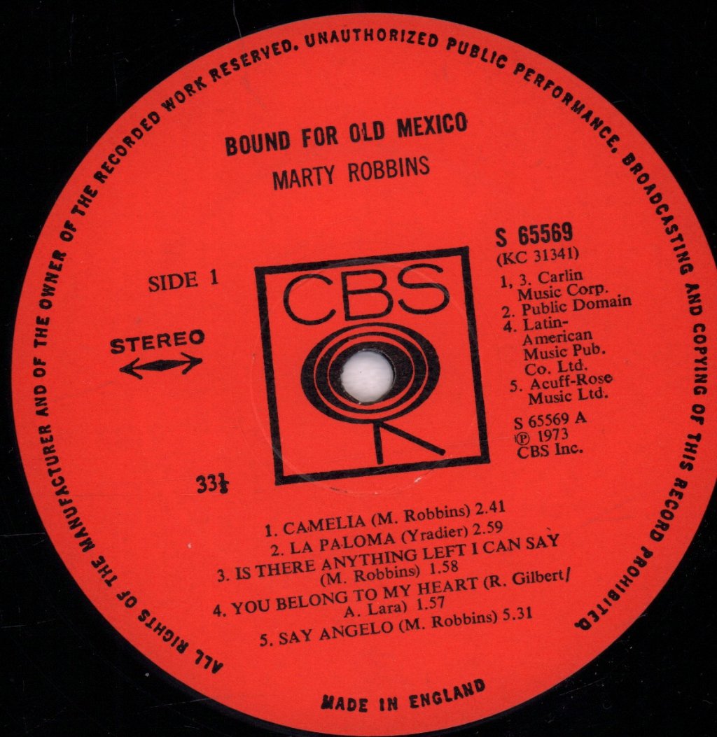 Marty Robbins - Bound For Old Mexico - Lp