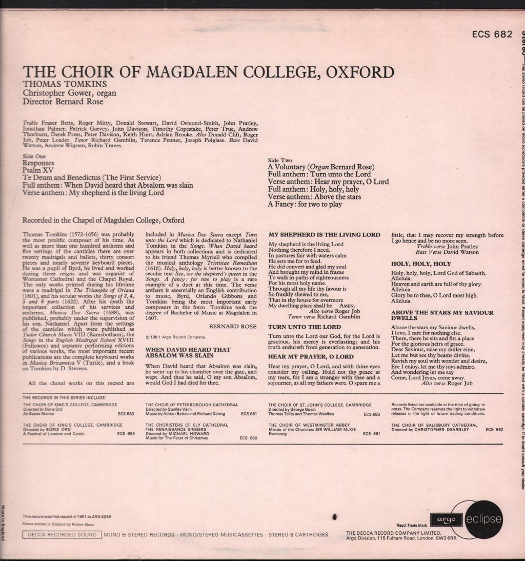 Choir Of Magdalen College Oxford - Choir Of Magdalen College Oxford - Lp Box Set