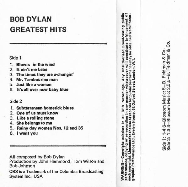 Bob Dylan - Greatest Hits - Cassette