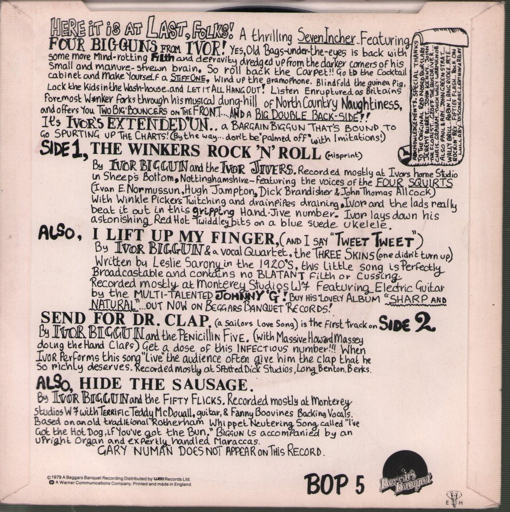 Ivor Biggun - Winker's Song - 7 Inch