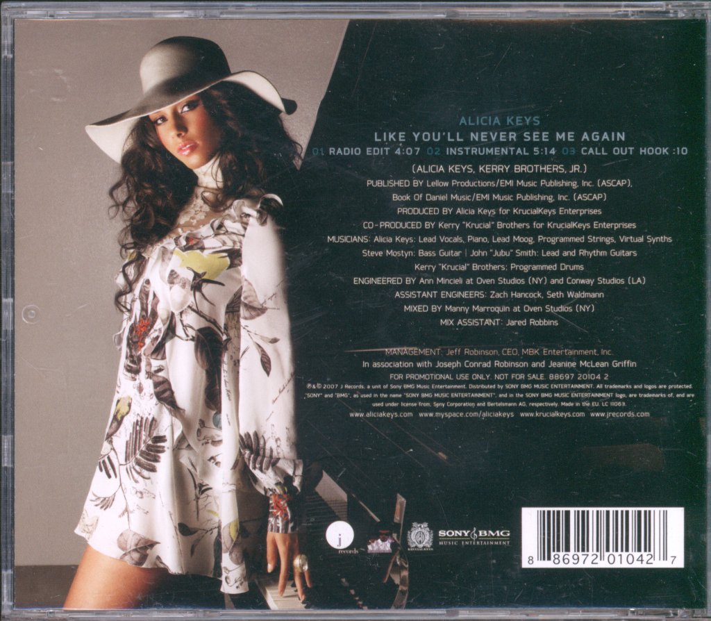 Alicia Keys - Like You'll Never See Me Again - Cd