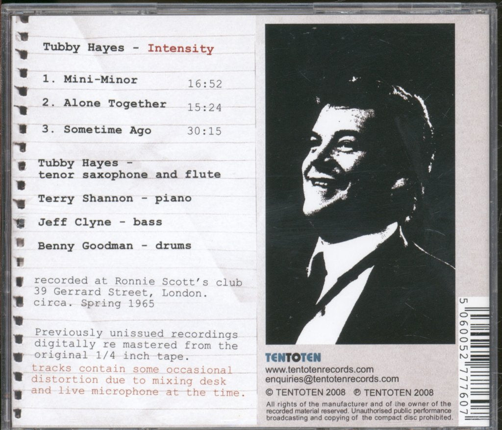 Tubby Hayes - Intensity: The 1965 Tapes - Cd