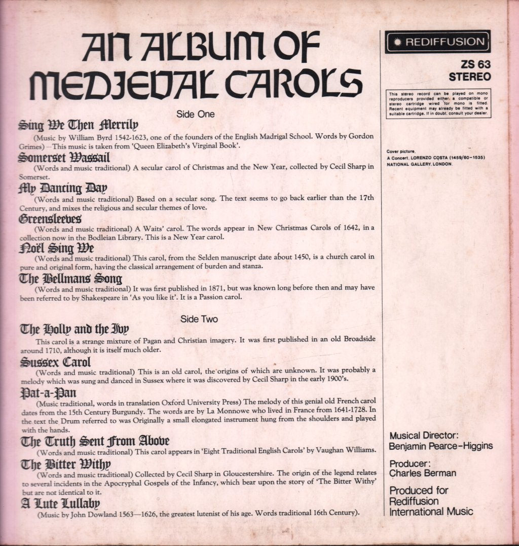 Benjamin Pearce-Higgins - An Album Of Medieval Carols - Lp
