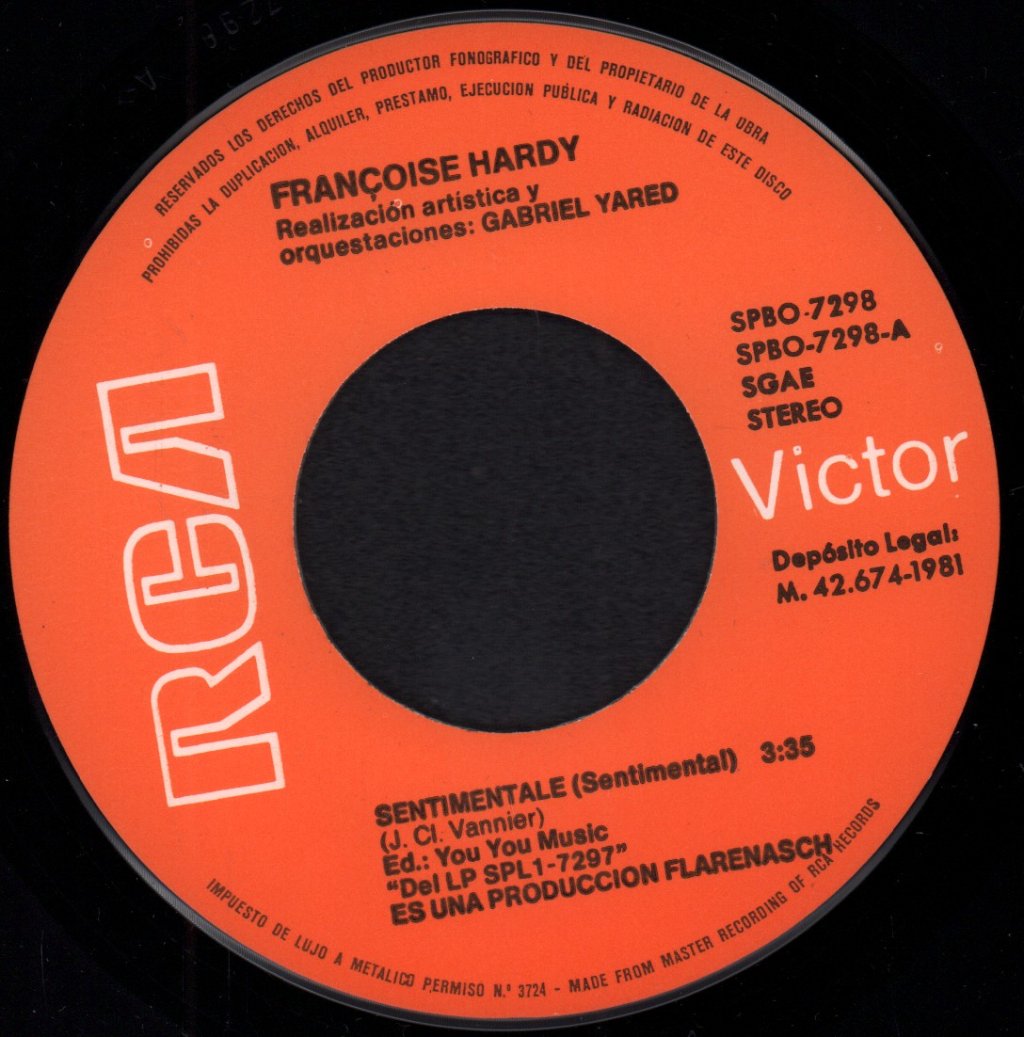 Francoise Hardy - Sentimentale - 7 Inch