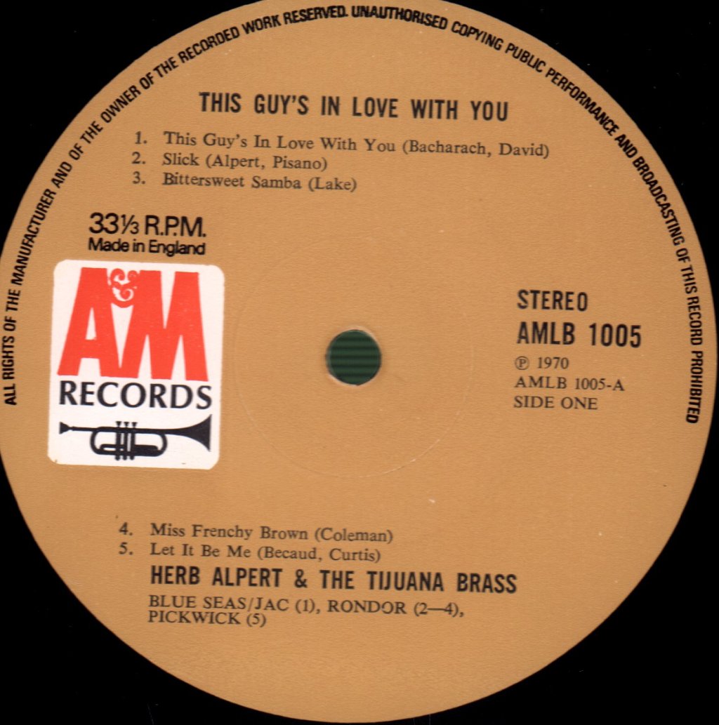 Herb Alpert And The Tijuana Brass - This Guy's In Love With You - Lp