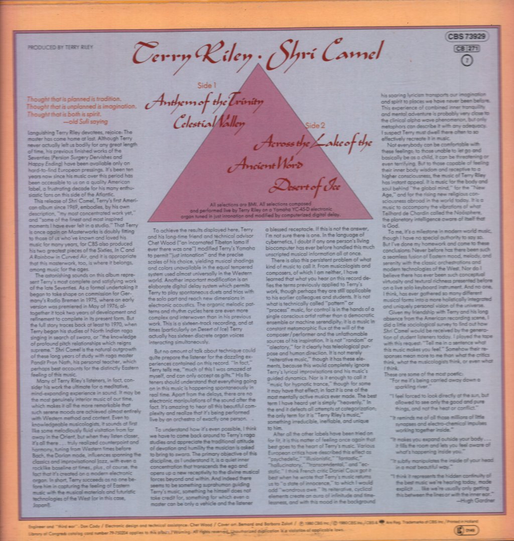 Terry Riley - Shri Camel - Lp