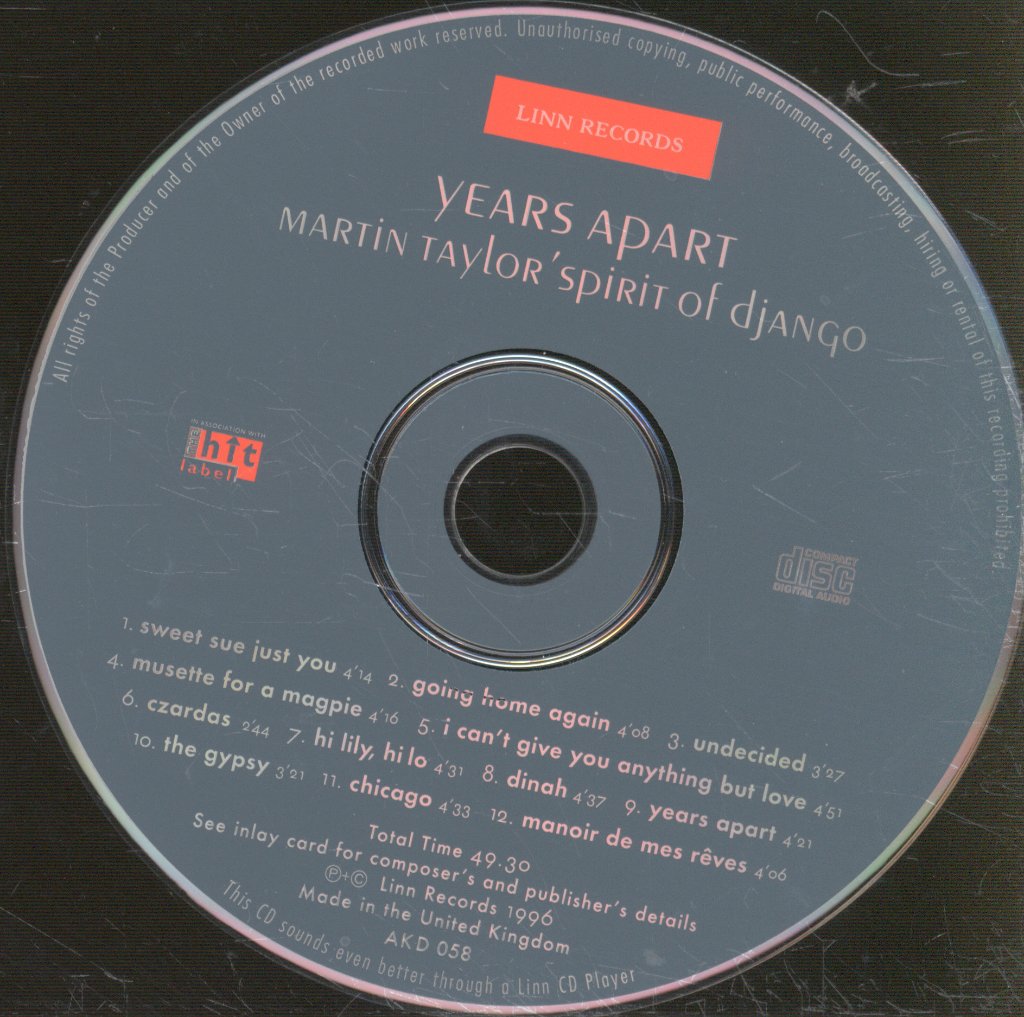 Martin Taylors' Spirit of Django - Years Apart - Cd