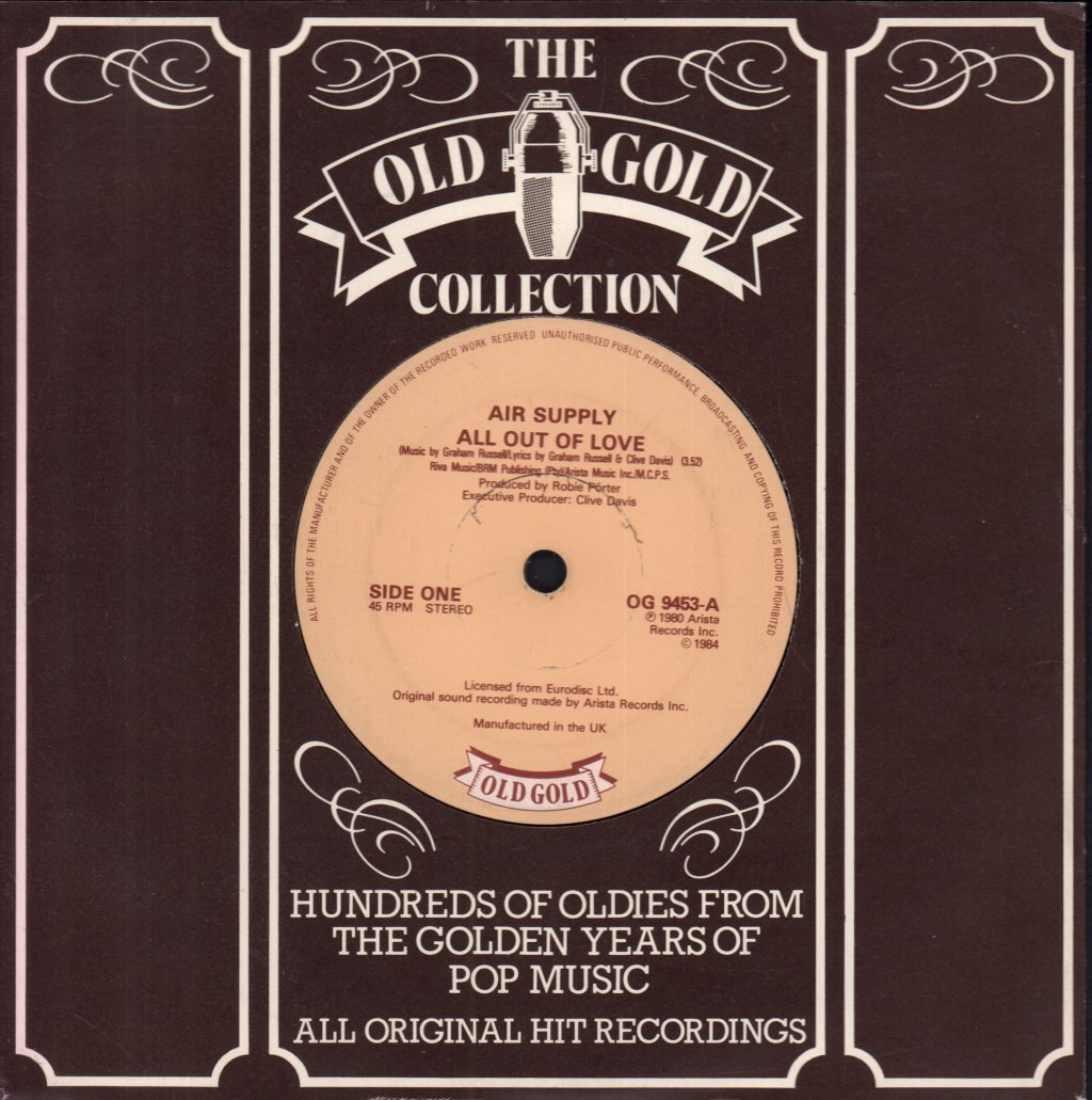 Air Supply - All Out Of Love / Even The Nights Are Better - 7 Inch