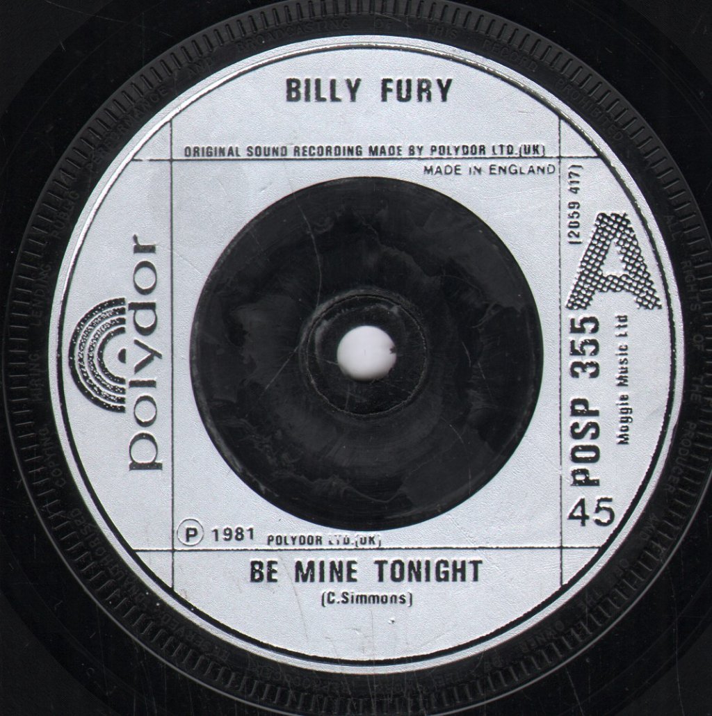 Billy Fury - Be Mine Tonight - 7 Inch