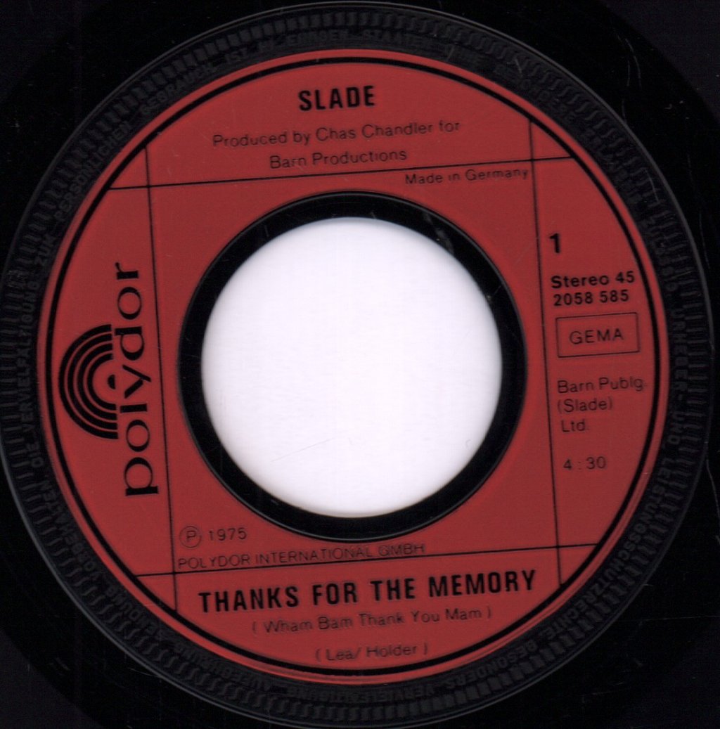 Slade - Thanks For The Memory - 7 Inch