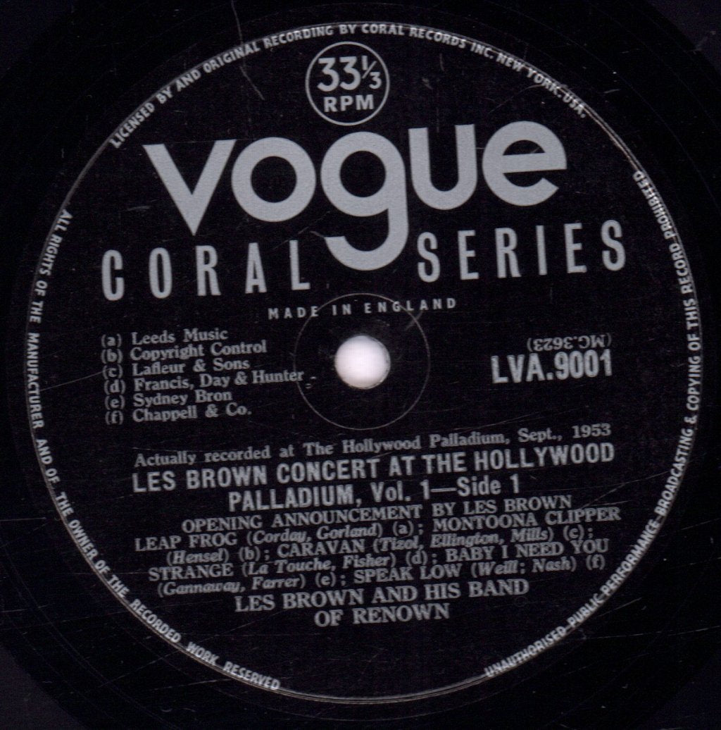 Les Brown And His Band Of Renown - Concert At The Hollywood Palladium Vol 1 - Lp