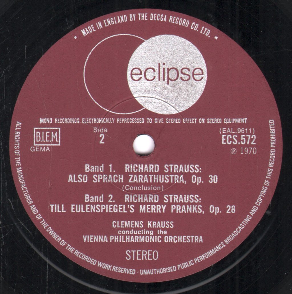 Clemens Krauss / Vienna Philharmonic Orchestra - Richard Strauss - Also Sprach Zarathustra / Till Eulenspiegel - Lp