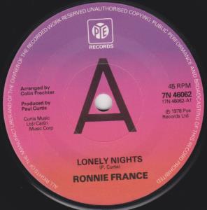 Ronnie France - Lonely Nights - 7 Inch