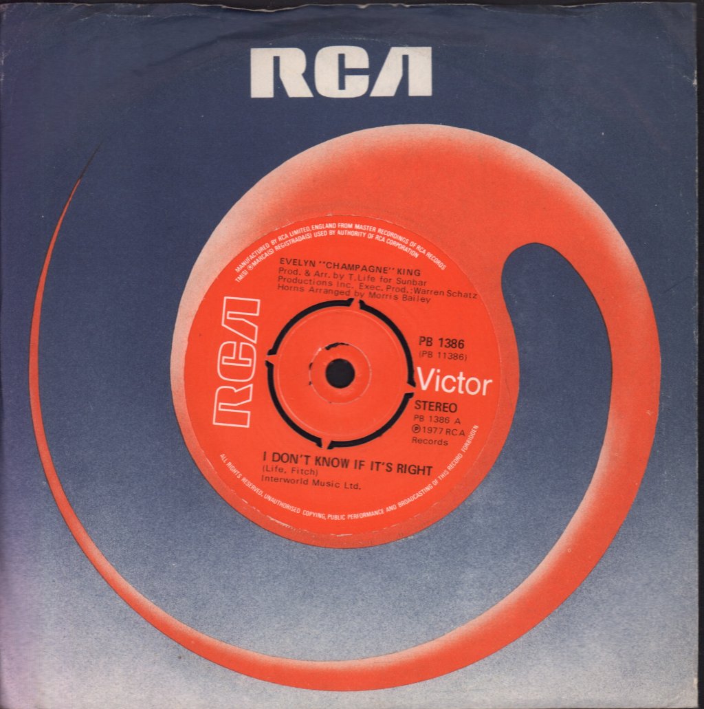 Evelyn Champagne King - I Don't Know If It's Right - 7 Inch