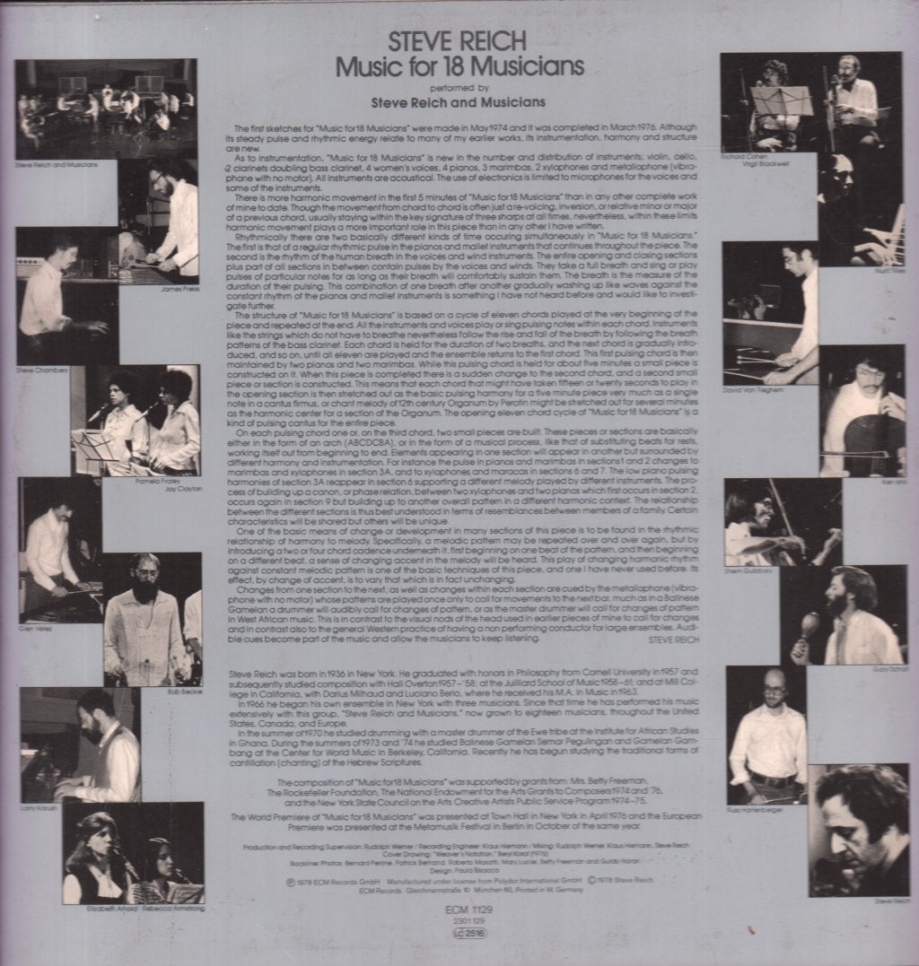 Steve Reich - Music For 18 Musicians - Lp
