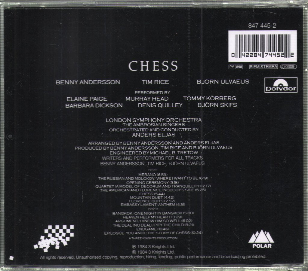 Benny Andersson, Tim Rice, Björn Ulvaeus - Chess - Double Cd