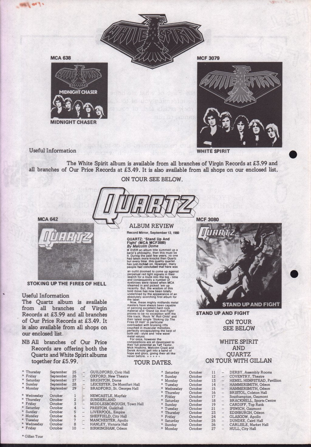 Mca News fist quartz wishbone ash tygers of pan tang white spirit steppenwolf trooper rossington collins band - newsletter - Newsletter