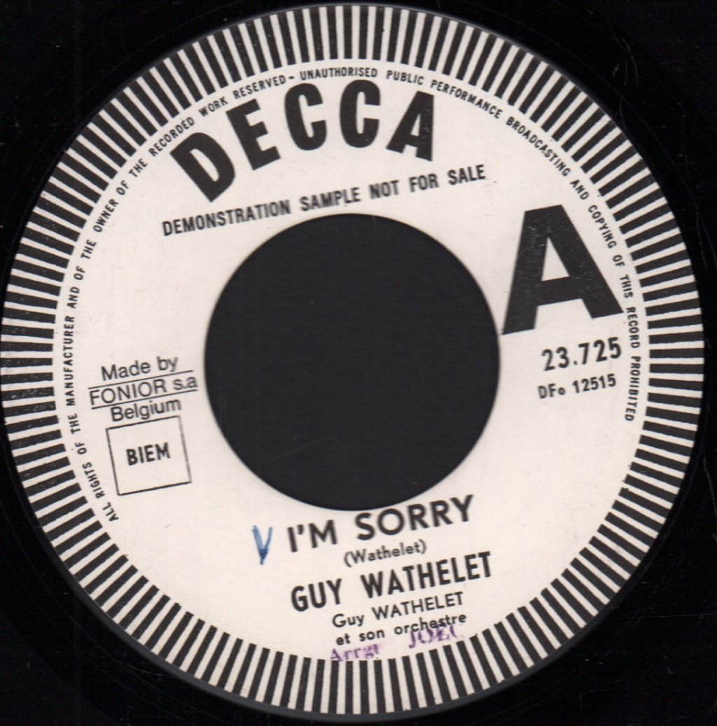 Guy Wathelet - I'm Sorry - 7 Inch