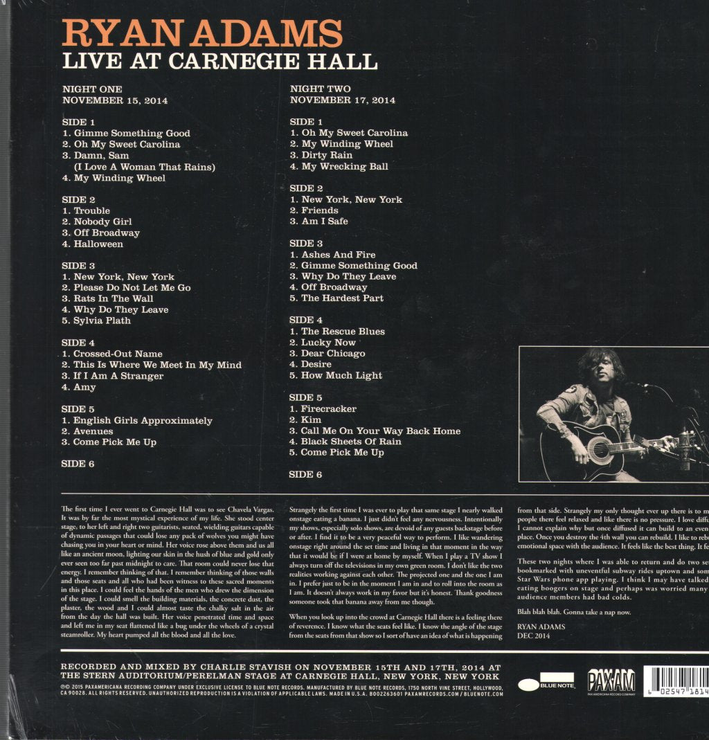 Ryan Adams - Live At Carnegie Hall - Lp Box Set