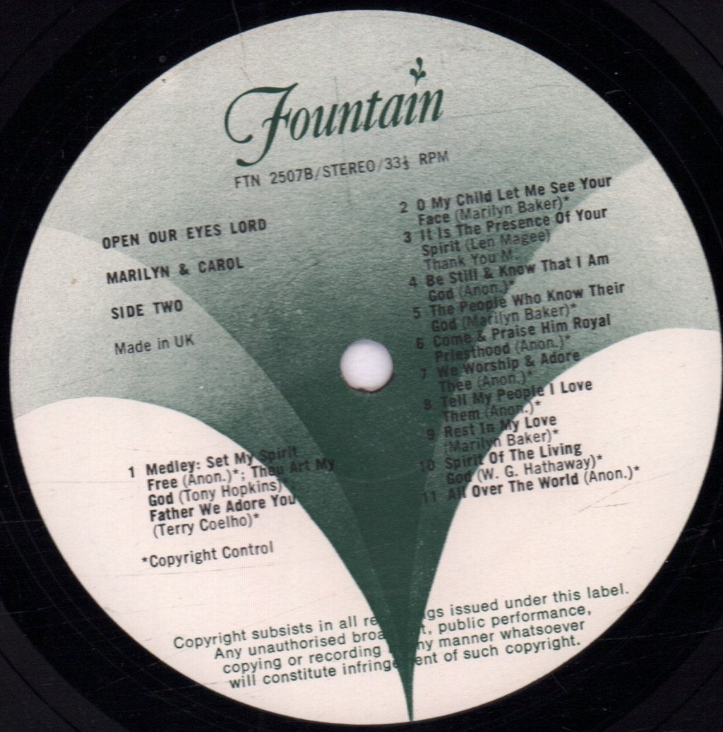 Marilyn & Carol - Open Our Eyes Lord Worship Songs With Marilyn & Carol - Lp