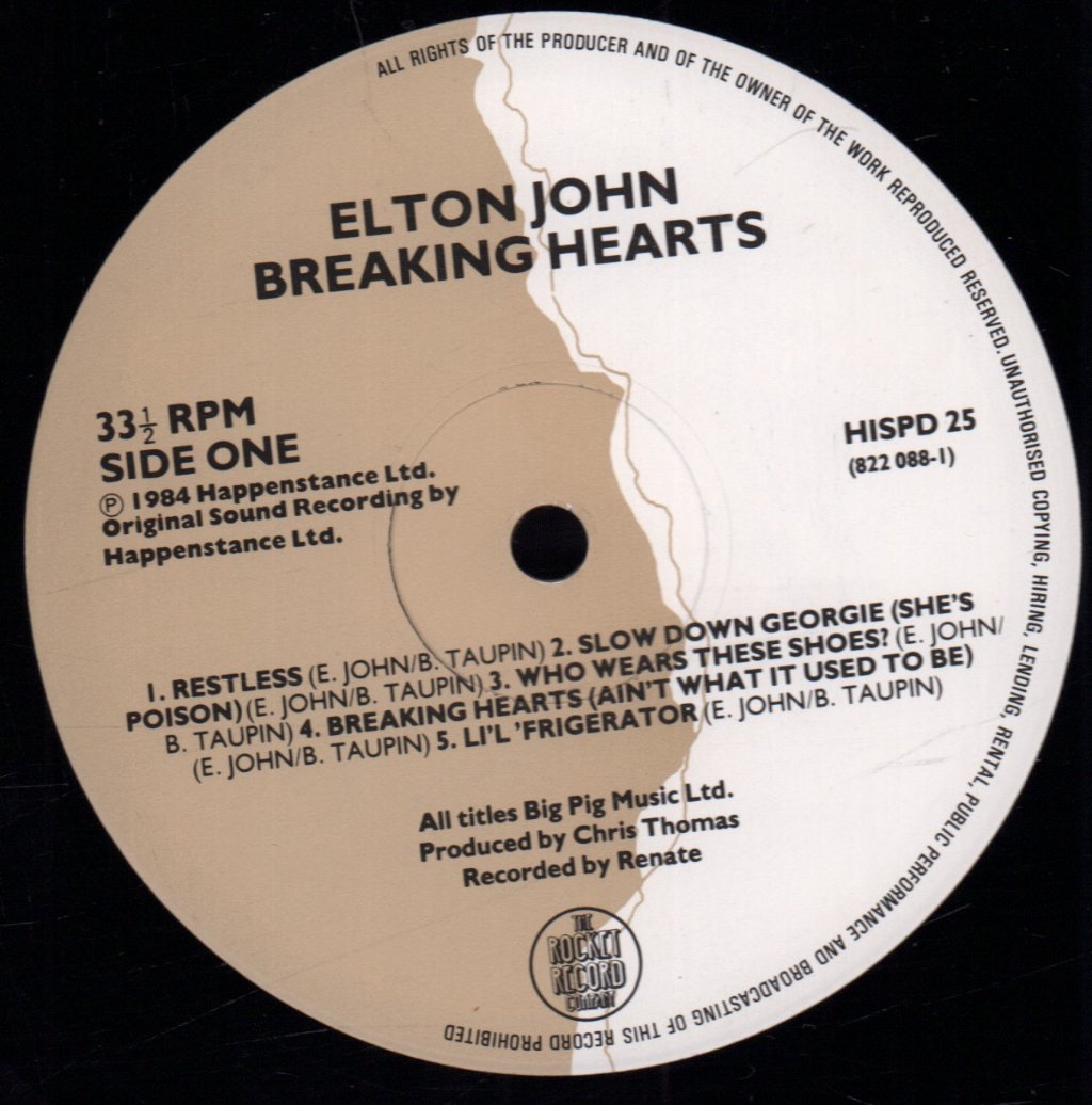 Elton John - Breaking Hearts - Lp