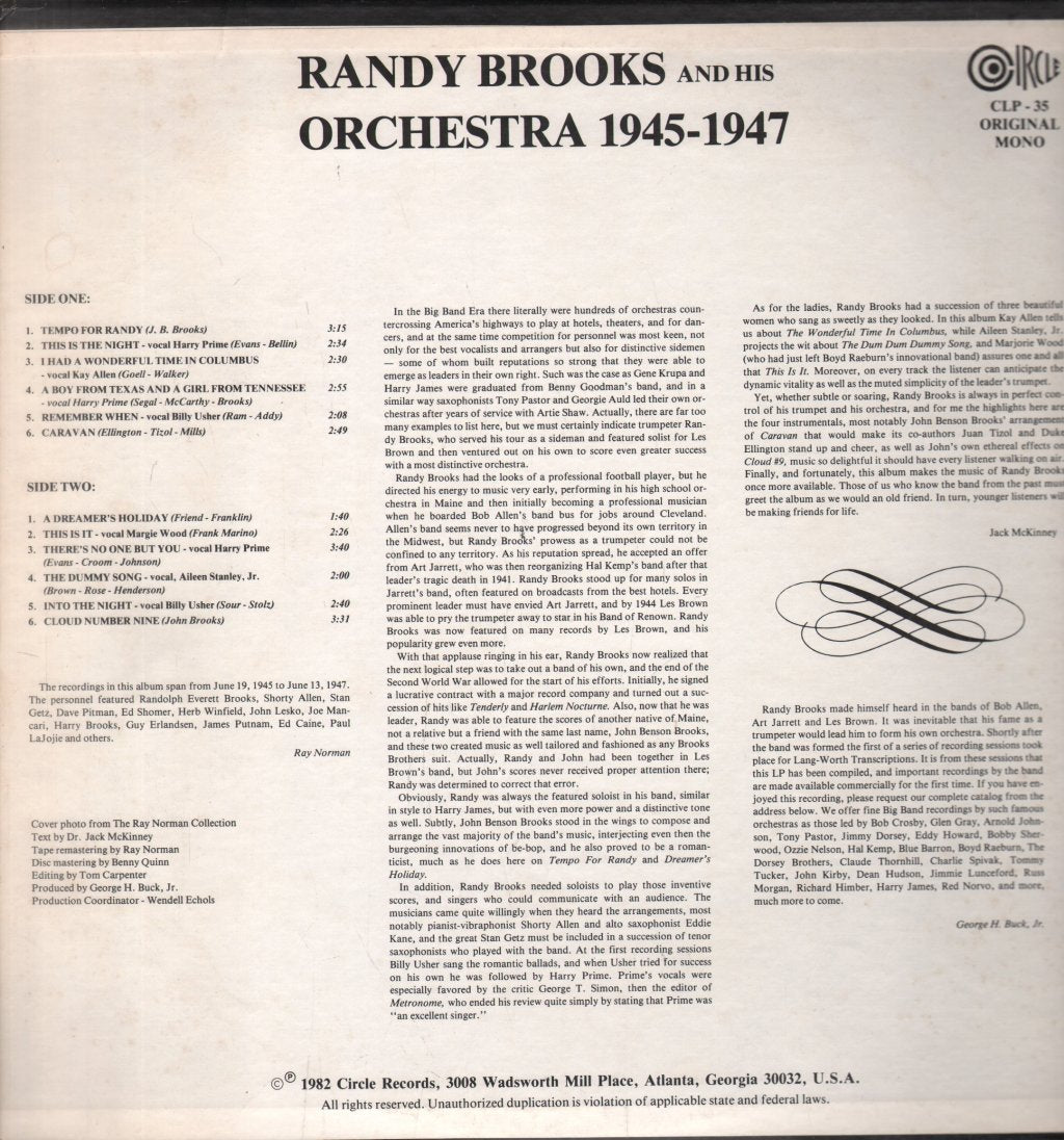 Randy Brooks And His Orchestra - 1945-1947 - Lp