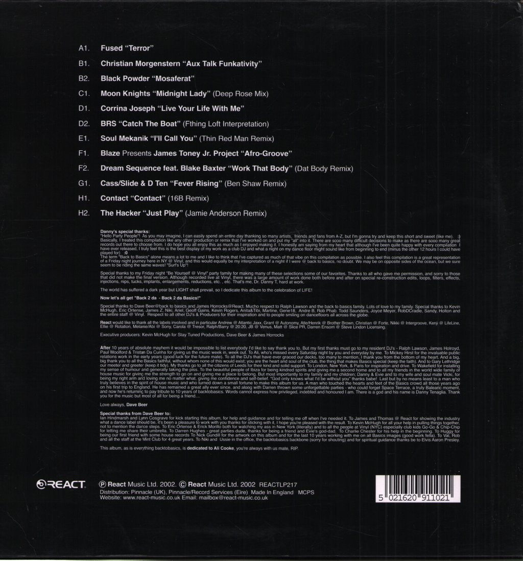 Danny Tenaglia - BackToBasics Presents Danny Tenaglia - Lp Set