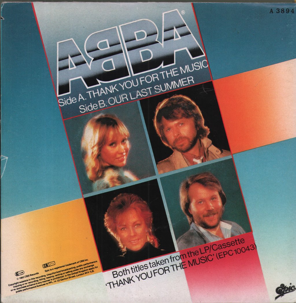 ABBA - Thank You For The Music - 7 Inch