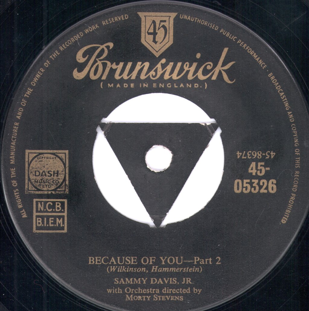 Sammy Davis Jr - Because Of You - 7 Inch