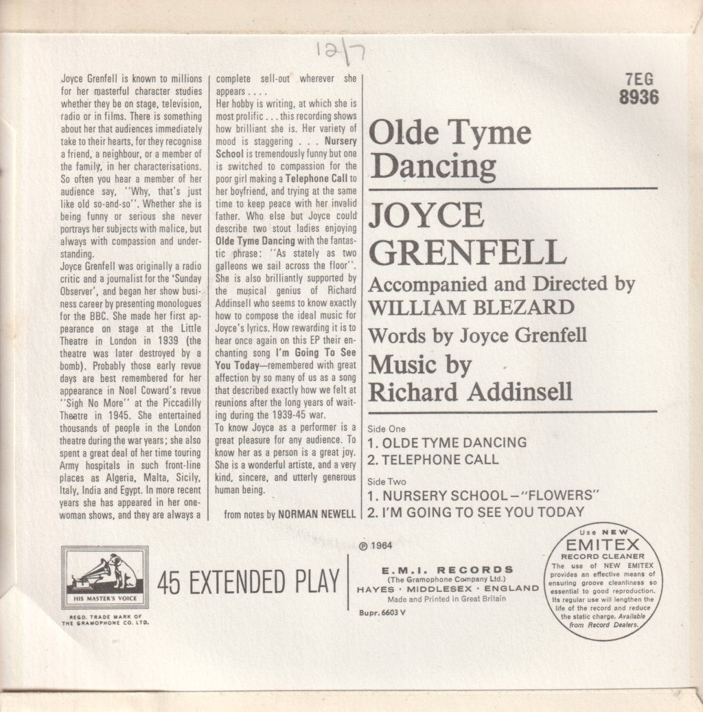Joyce Grenfell - Olde Tyme Dancing - 7 Inch