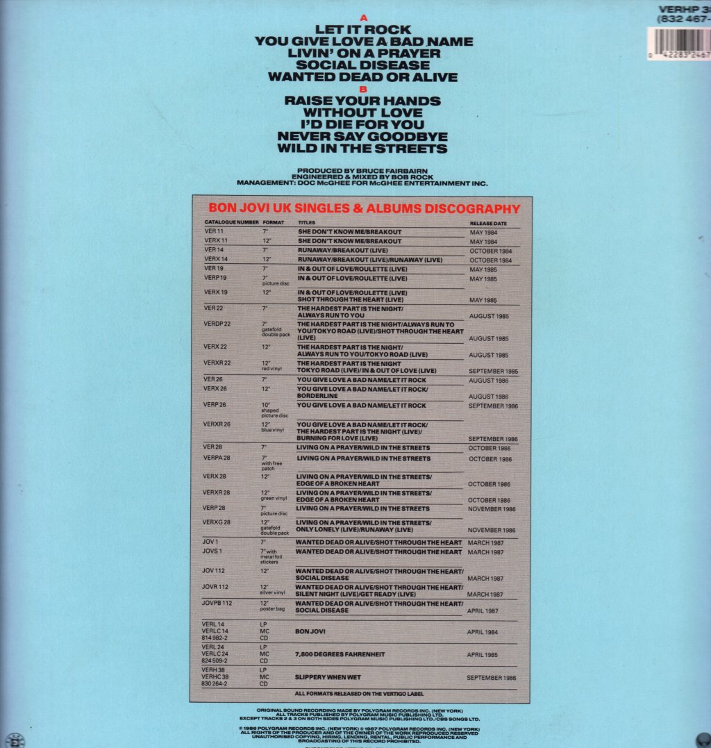 Bon Jovi - Slippery When Wet - Lp