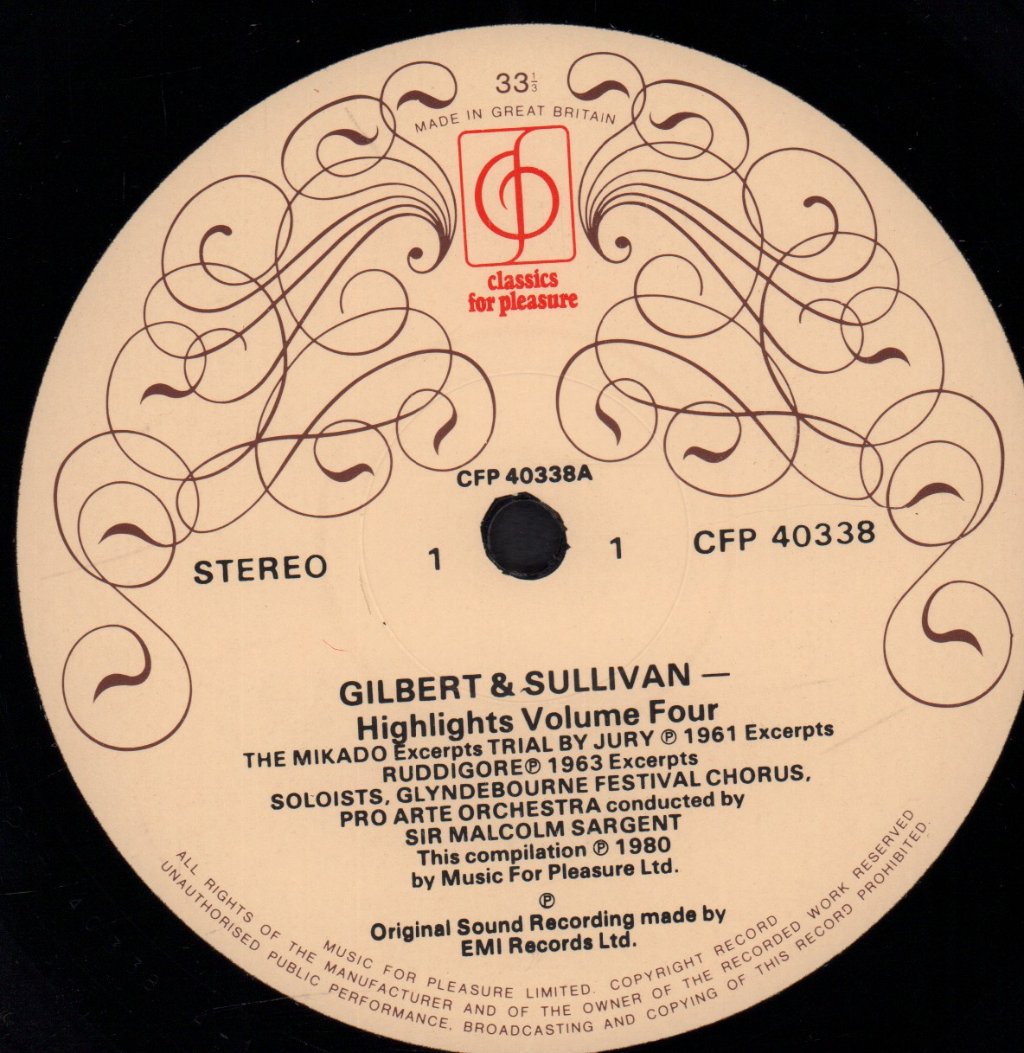 Gilbert And Sullivan - Highlights Volume Four - Lp
