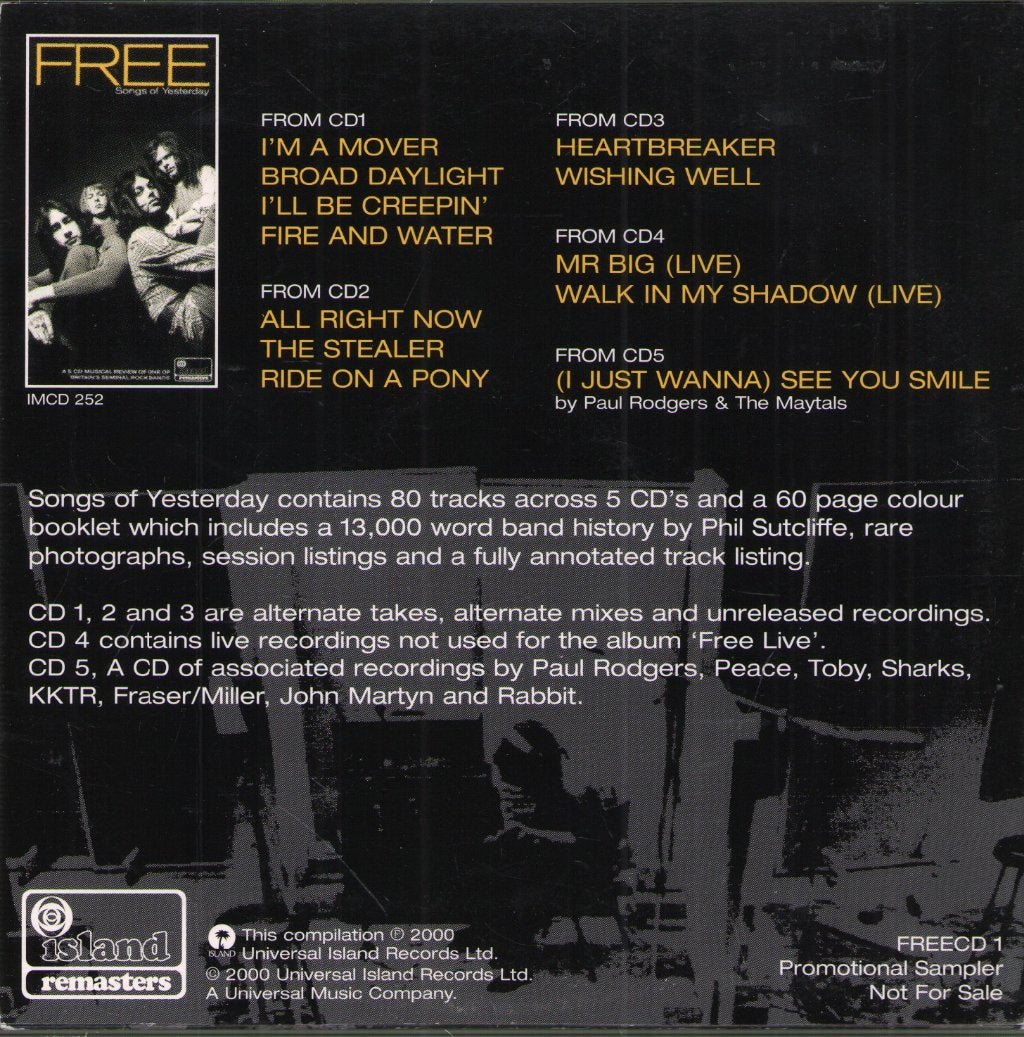 Free - Songs Of Yesterday (Sampler) - Cd