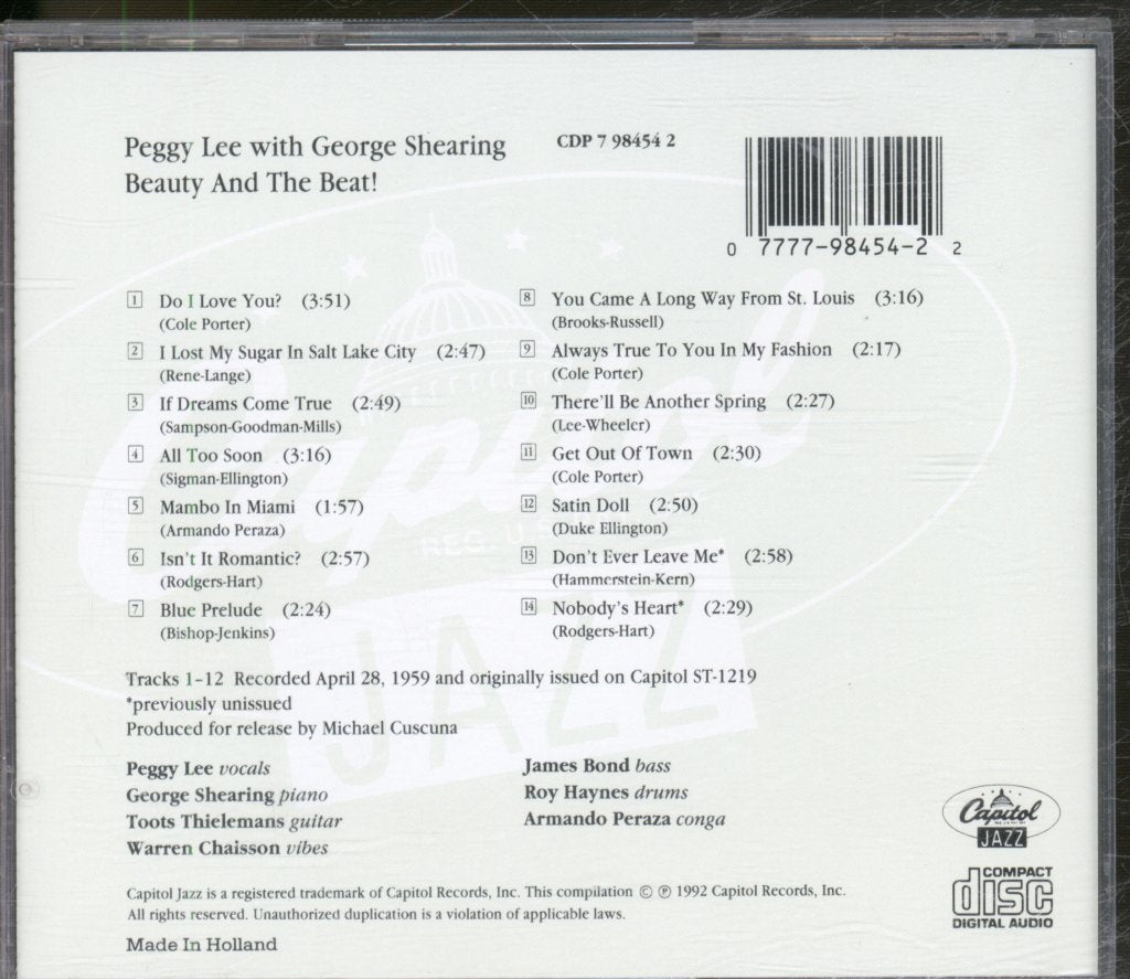 Peggy Lee - Beauty And The Beat! - Cd