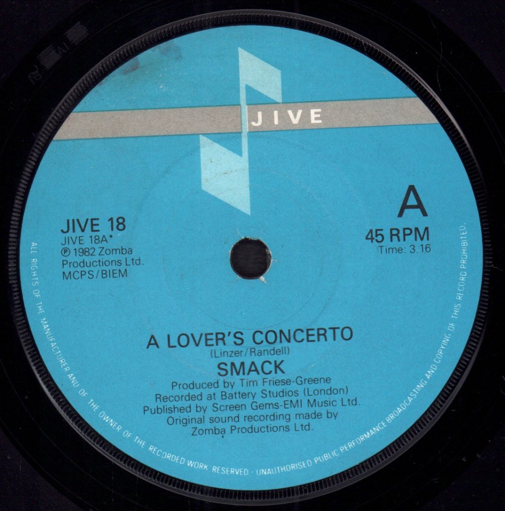 Smack (Synth Pop Group) - A Lover's Concerto - 7 Inch