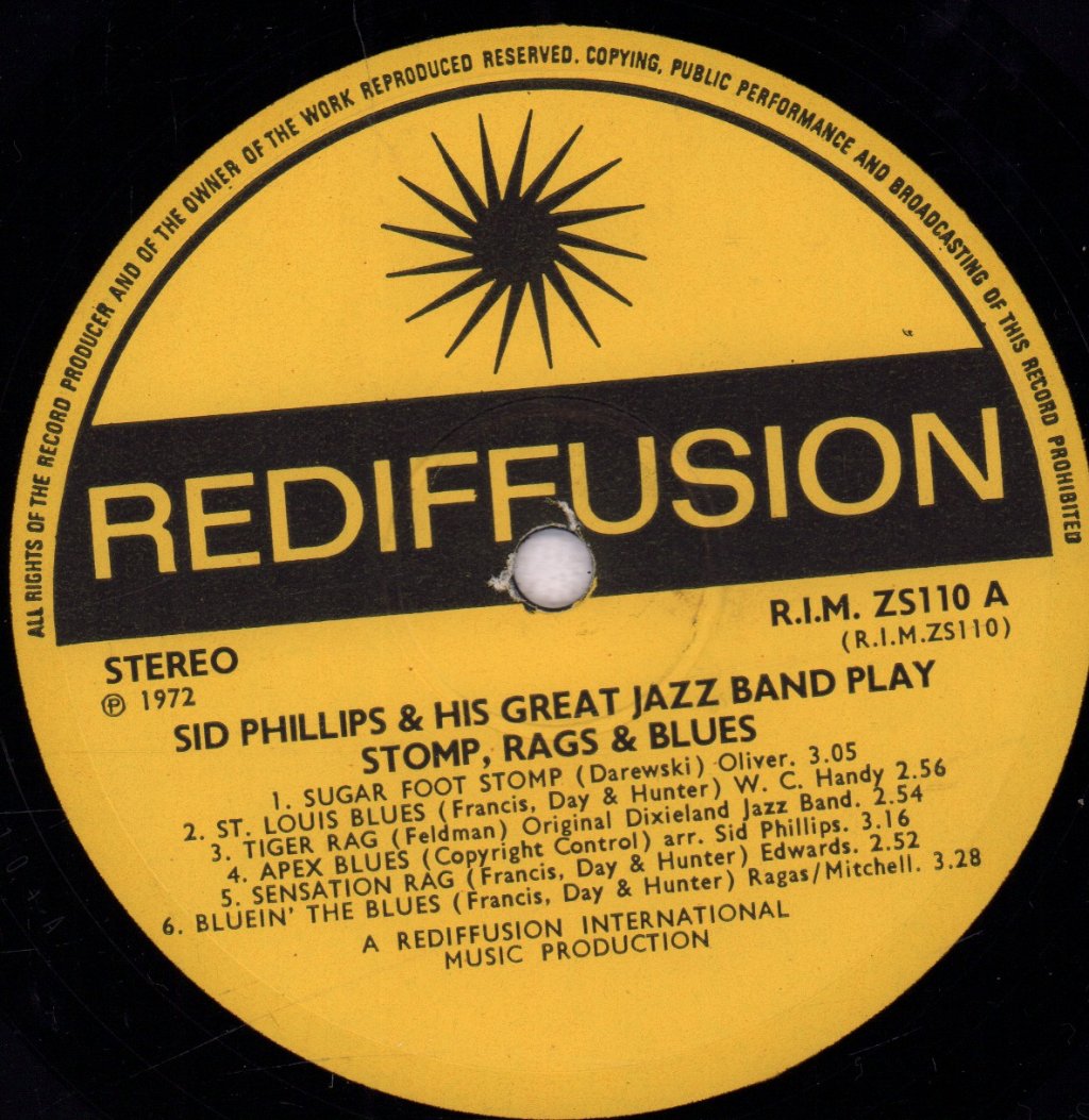 Sid Phillips And His Great Jazz Band - Stomp, Bags And Blues - Lp