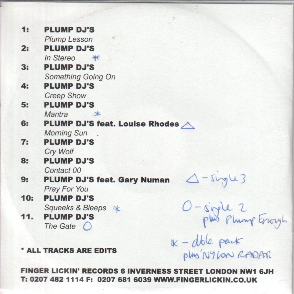 Plump Djs - new tracks album sampler - Cdr