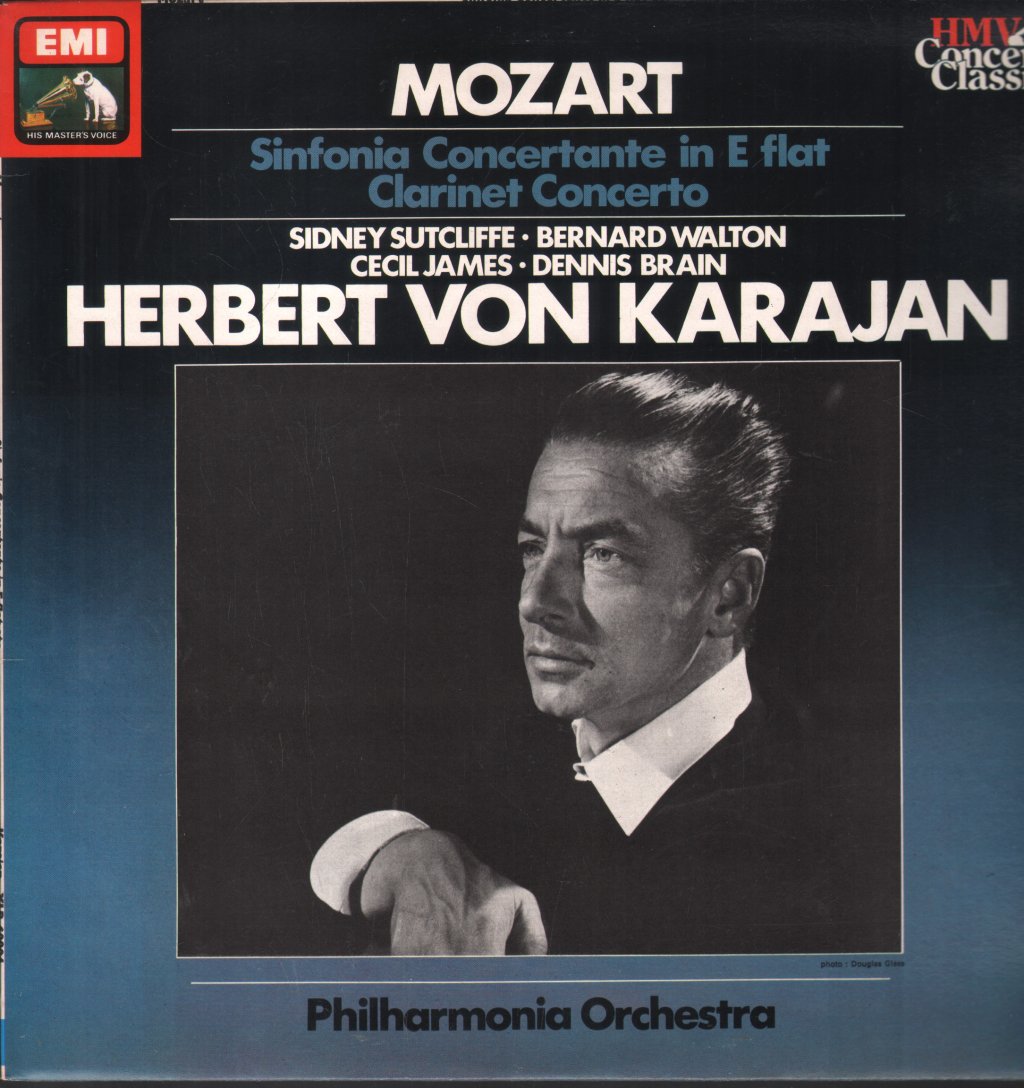 Herbert Von Karajan / Philharmonia Orchestra - Mozart - Sinfonia Concertant in E flat / Clarinet Concerto - Lp