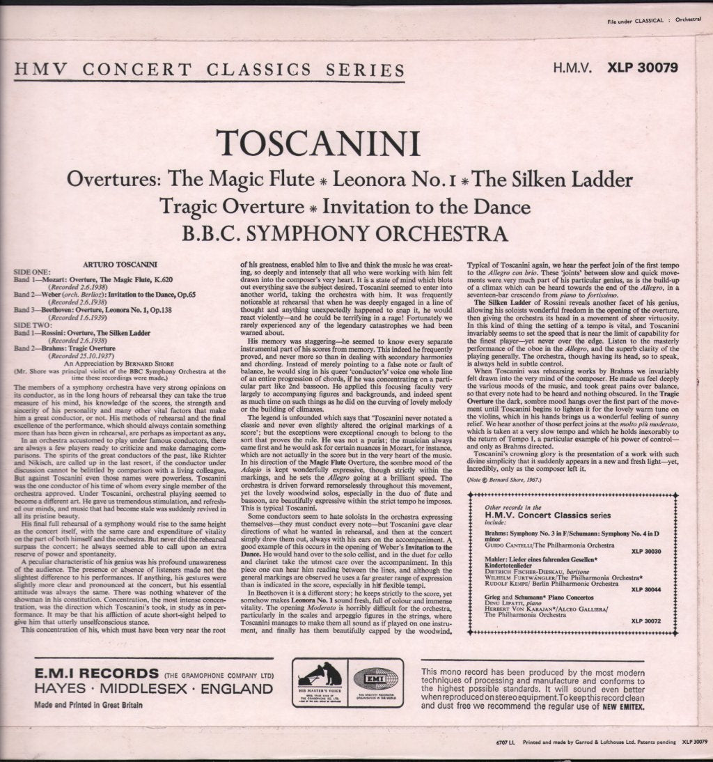 Arturo Toscanini / BBC Symphony Orchestra - Overtures - Lp