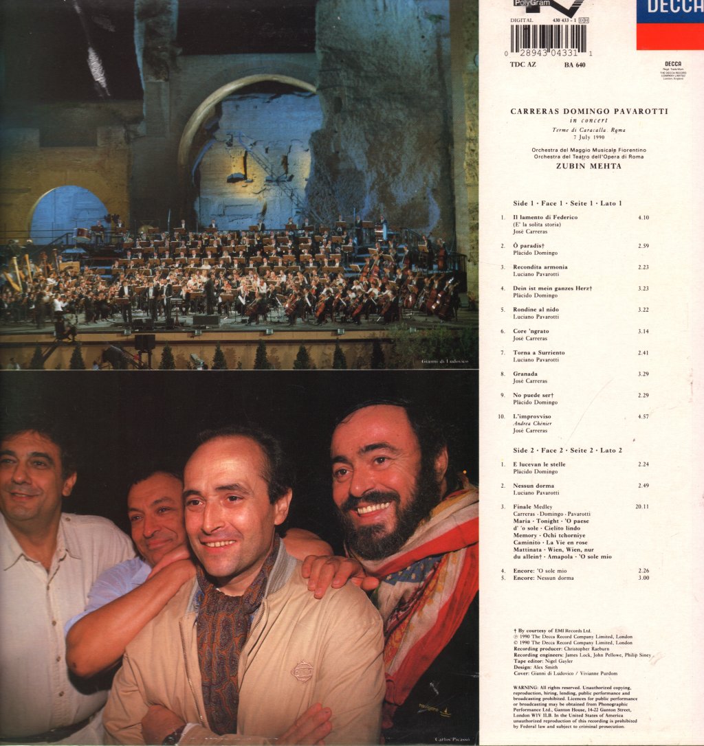 Carreras Domingo Pavarotti - In Concert - Lp