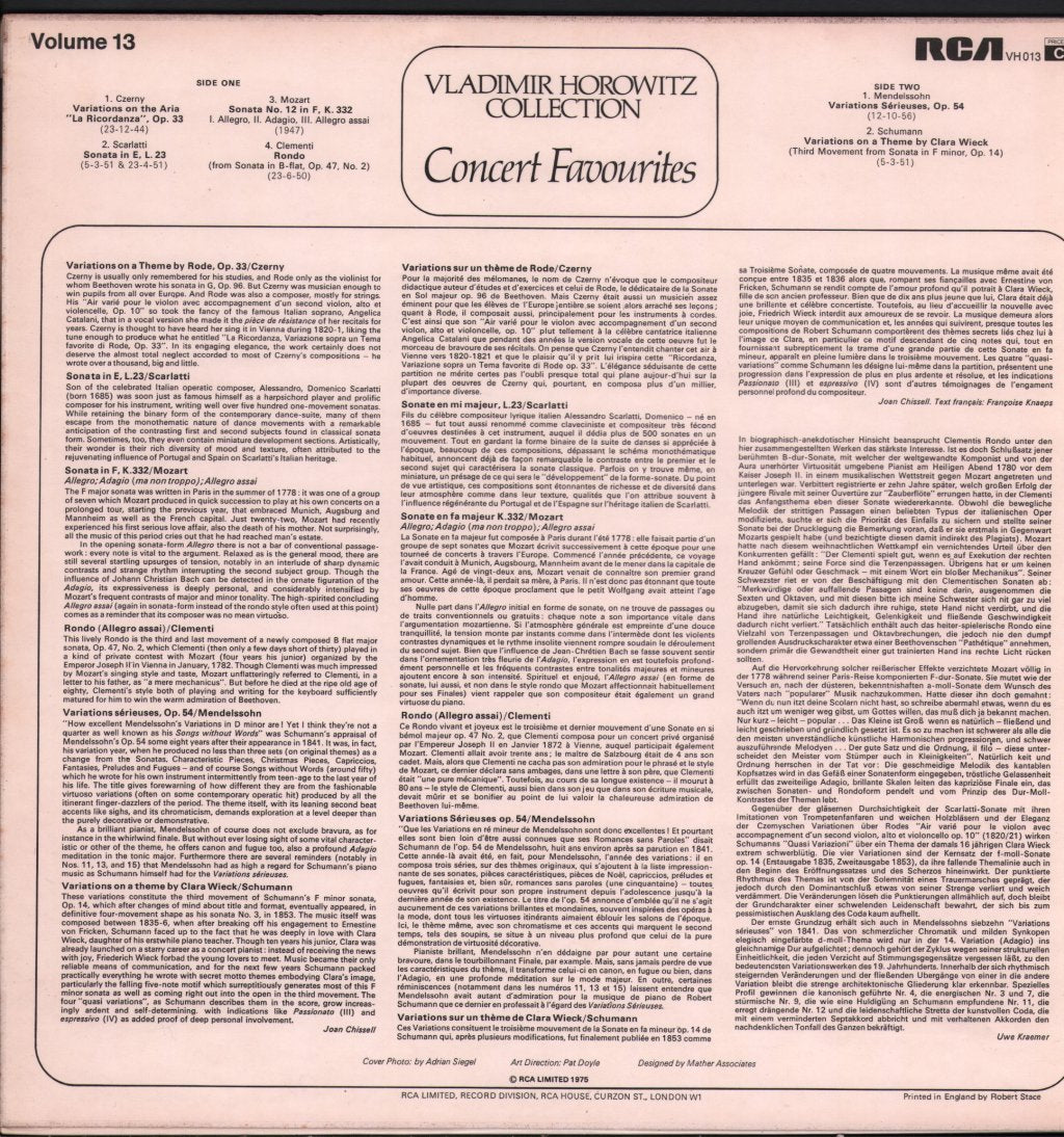 Vladimir Horowitz - Concert Favourites - Lp