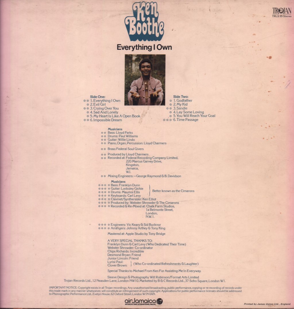 Ken Boothe - Everything I Own - Lp