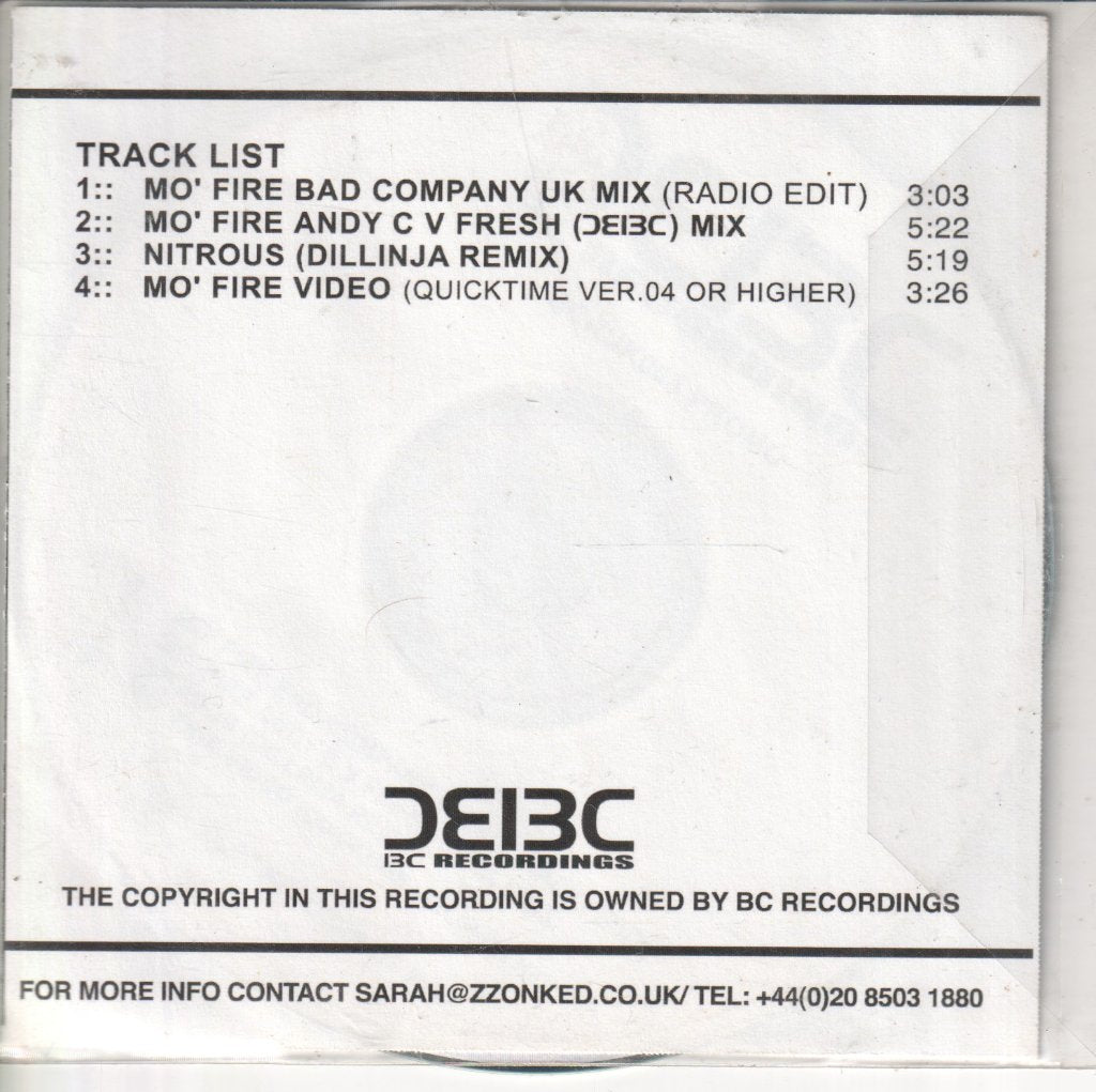 Rawhill Cru / Bad Company - Mo' Fire - Cdr