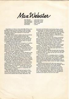 Max Webster - Excerpts From 'A Million Vacations' - 7 Inch