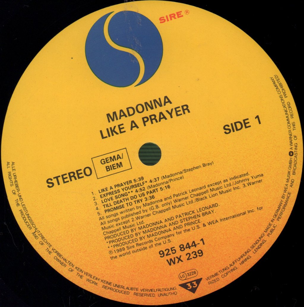 Madonna - Like A Prayer - Lp
